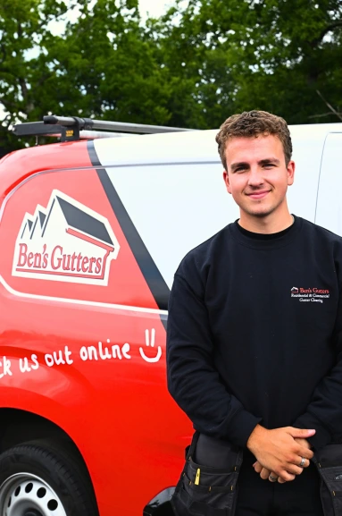 Our local gutter cleaner in West Midlands standing beside company vehicle
