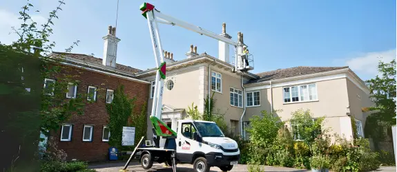 Gutter cleaning a commercial property in West Midlands