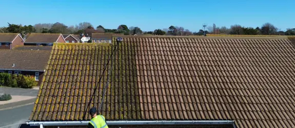 Roof cleaning a healthcare centre in West Midlands